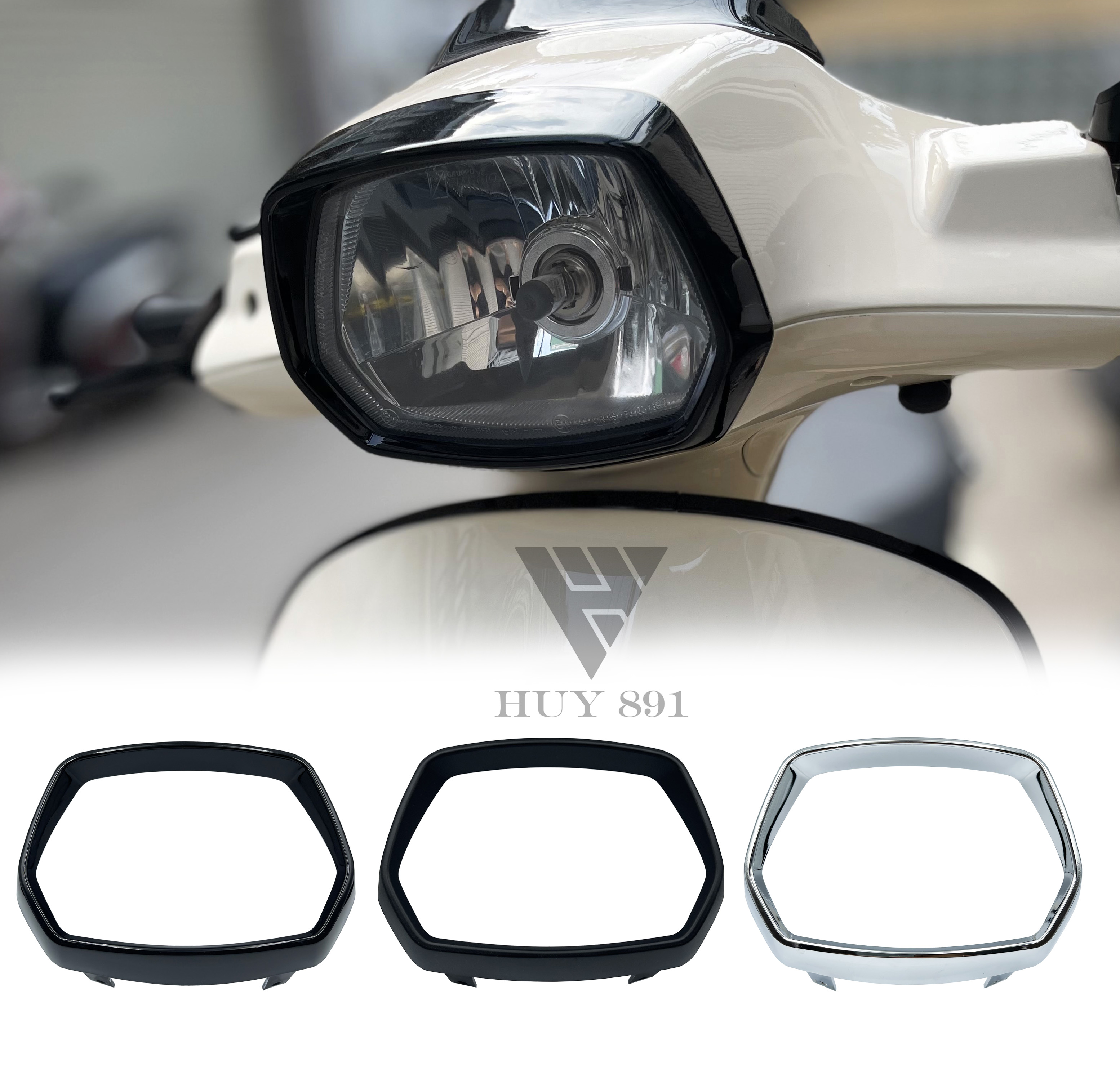 Viền đèn pha Vespa Sprint đời đèn Halogen (Chrome và Đen)