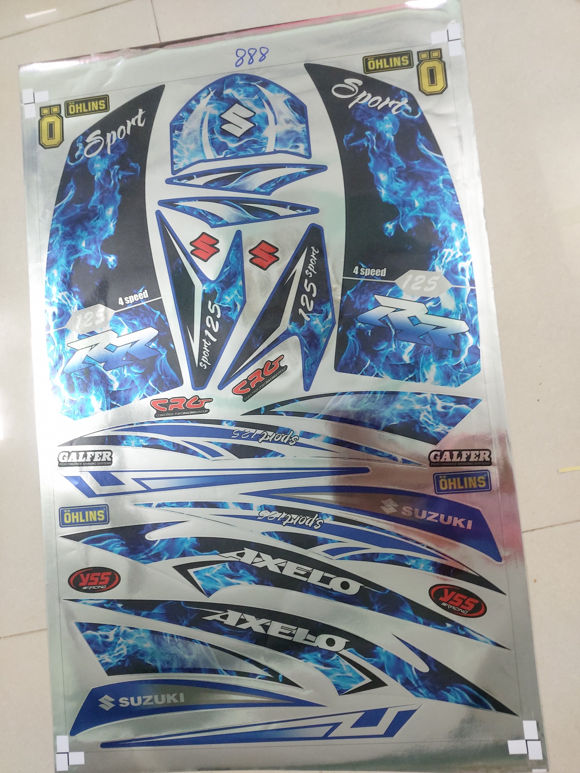 Tem axelo suzuki khói xanh crom cao cấp