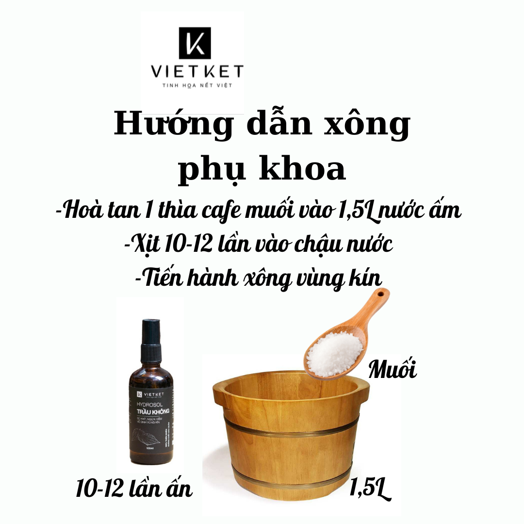 (Vietket) Hydrosol trầu không Vietket (Nước cất trầu không) Giảm ngứa, se khít vùng kín, khử mùi hôi hiệu quả Chai thuỷ tinh 100ml Koshka Home