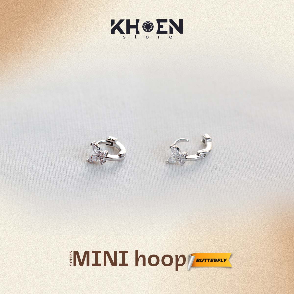 Khuyên Tròn Bướm đá - Hợp kim - Khoen Store