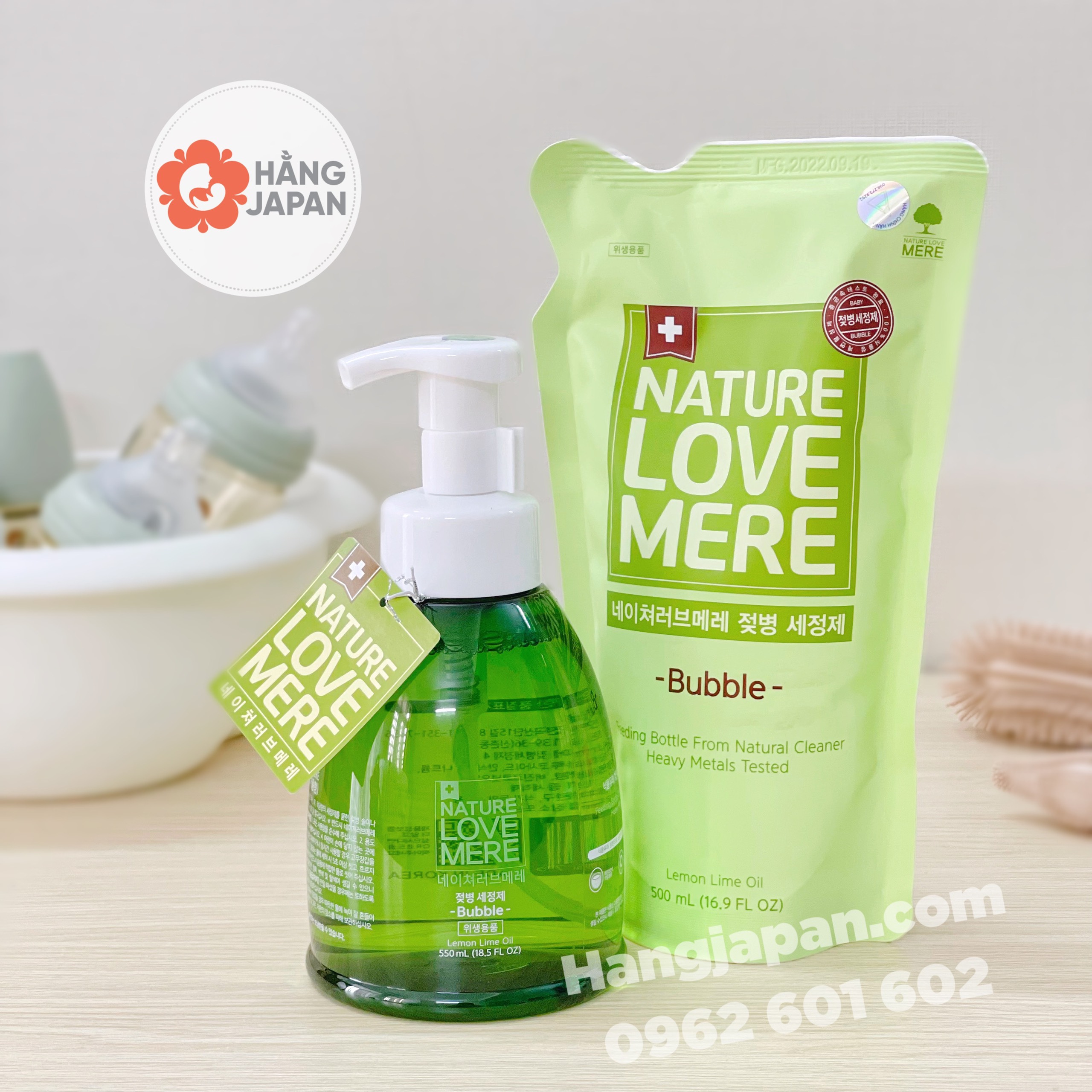 Nước rửa bình organic Nature Love Mere Hàn Quốc chai 550ml, túi 500ml - Hàn Quốc