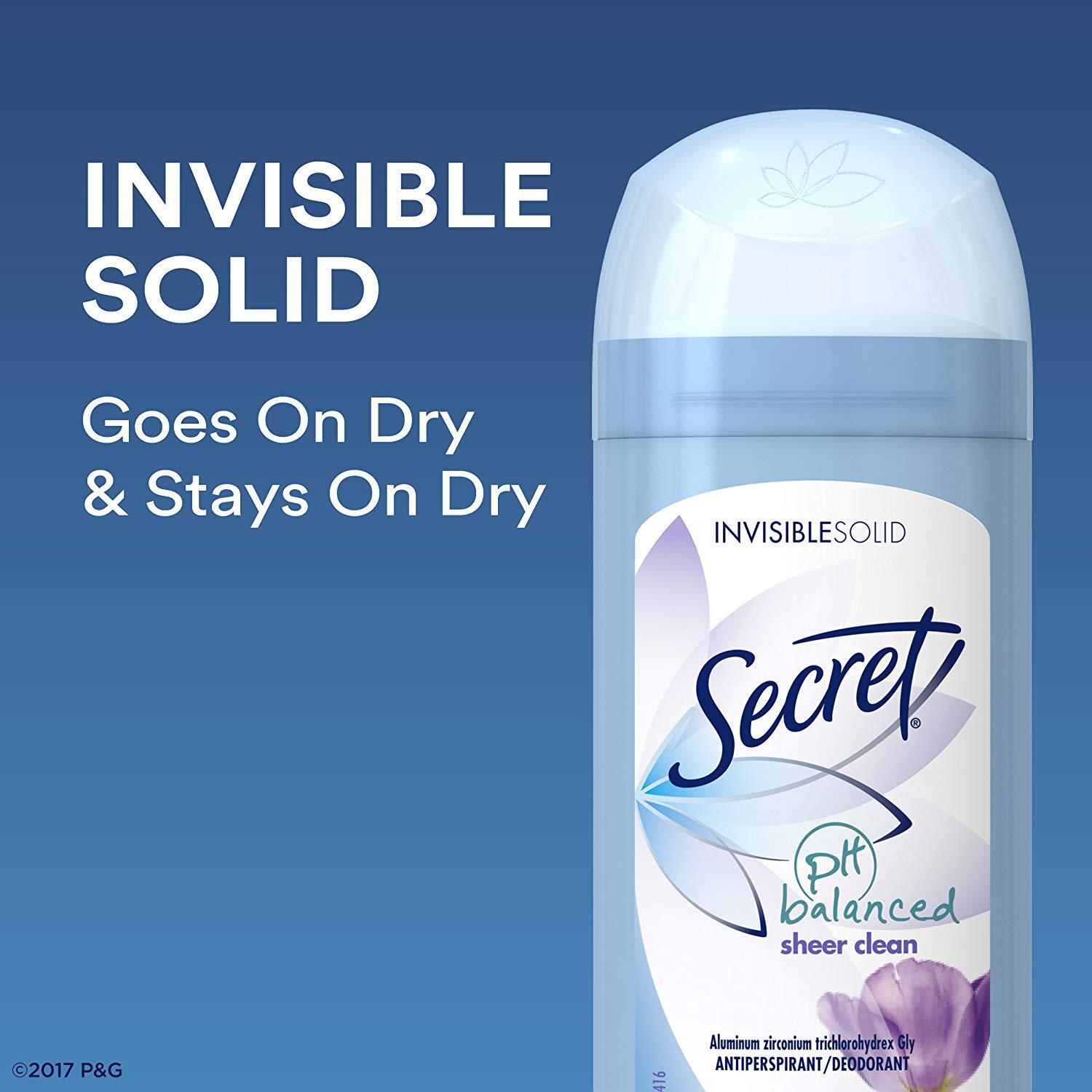 Lăn Khử Mùi Secret Invisible Solid Ph Blanced 73g # Sheer Clean