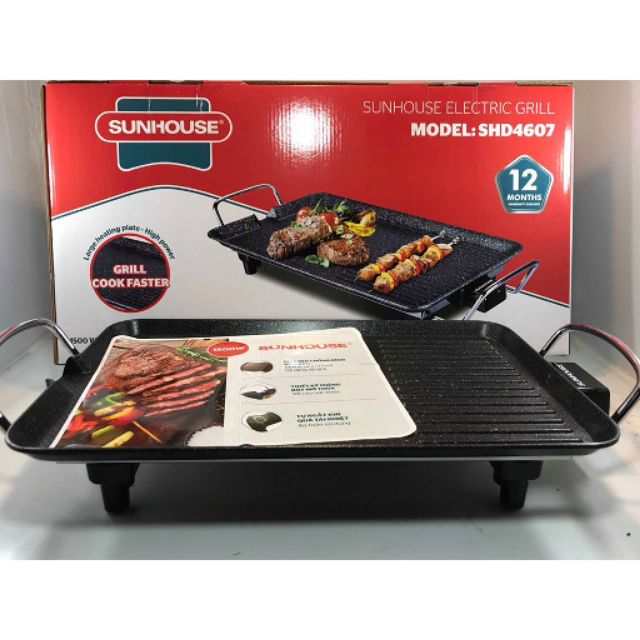 Bếp nướng điện Sunhouse SHD4607 công suất 1500W, hợp kim nhôm chống dính - Hàng chính hãng