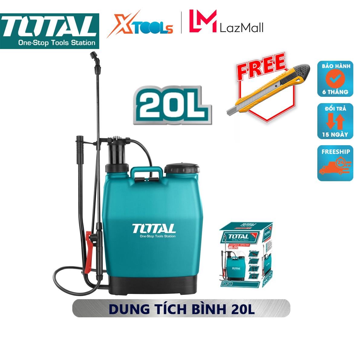 Spray bottle total THSPP4201 | machine aerosol dispenser capacity spray bottle 20L working pressure 1.5 - 4.5 bar watering, care plants ornamental, spray chemicals, Steri