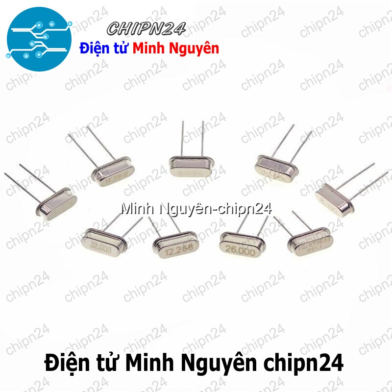 [3 con] (K344) Thạch anh Chân Cắm HC-49S DIP (2 chân 11.0592M/12M/12.288M/13.56M/14.7456M/16M/18M/18.432M/20M) - [Chọn Loại] - HHH.00359