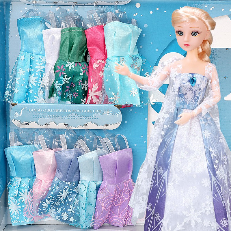 COMBO 2 Búp Bê ELSA TÓC MÂY kèm 10 trang phục và các phụ kiện