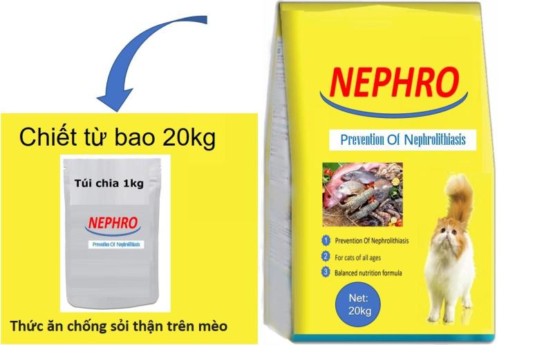 (NEW)-Túi chiết 1kg-NEPHRO Anh Quốc-Thức ăn bổ thận cho mèo mọi lứa tuổi- thức ăn đã được chứng nhận không sỏi thận.