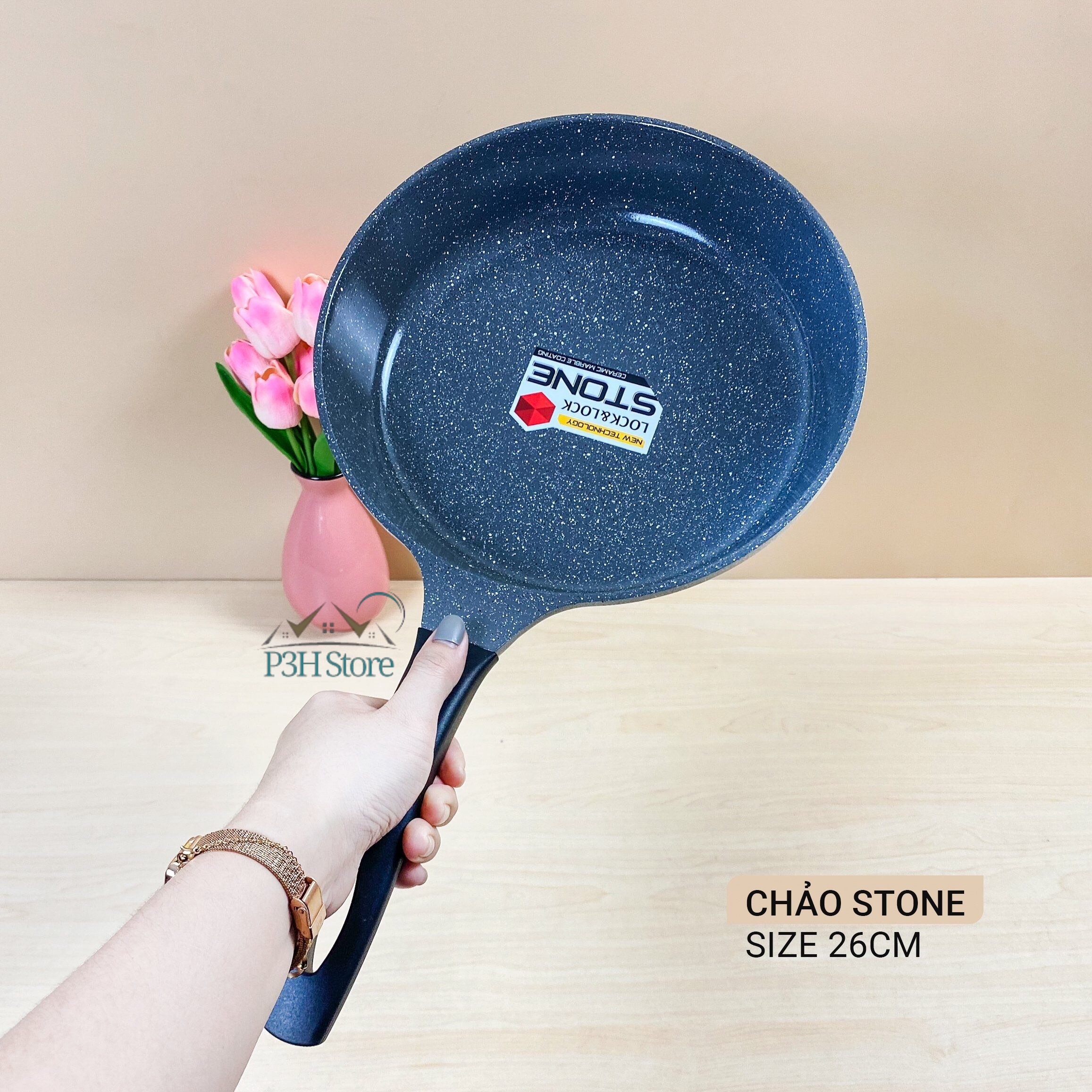 Chảo vân đá lock&lock dòng stone 7 lớp các size từ 24cm đến 30cm lca6243 lca6263 lca6283