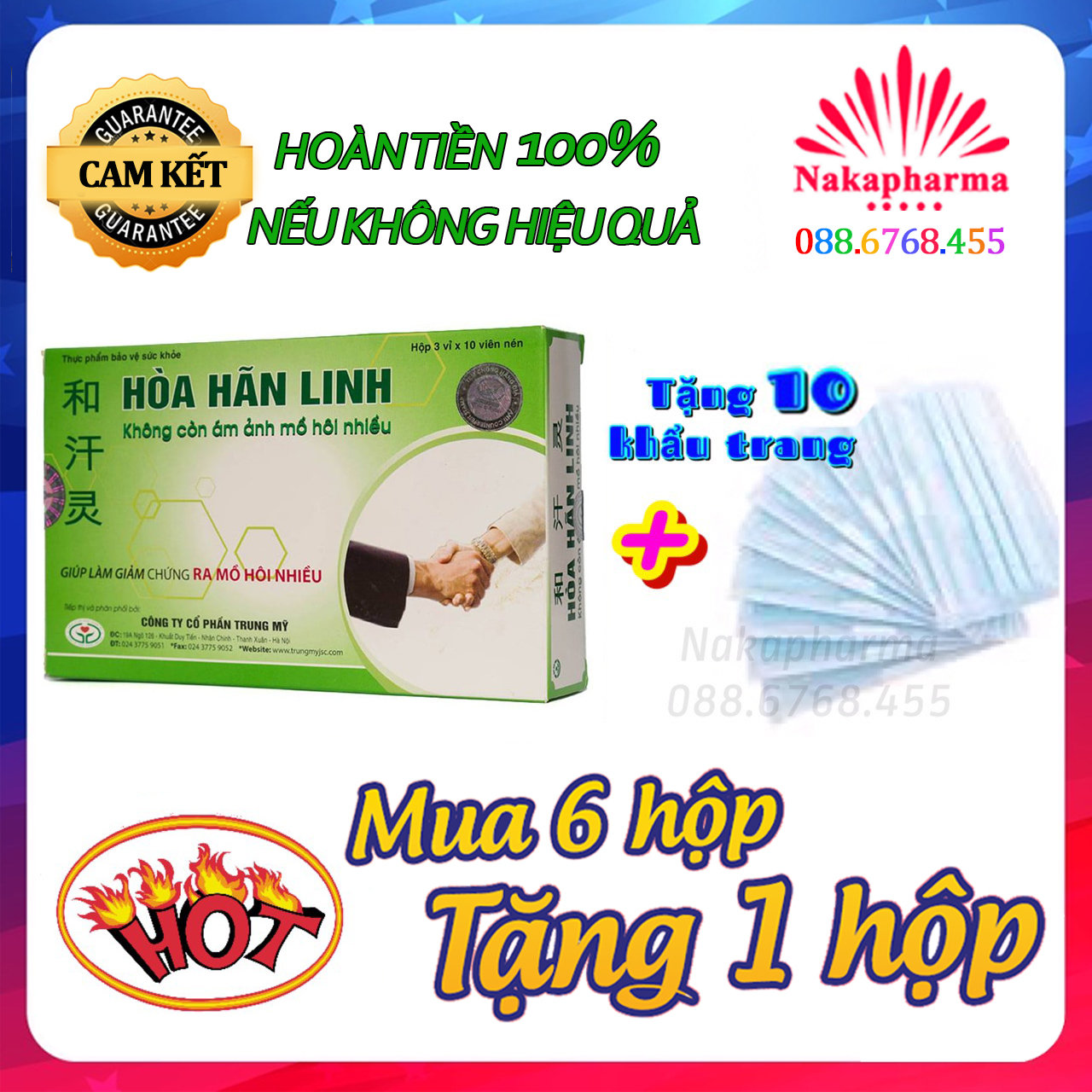 ✅ [6 TẶNG 1] Hòa Hãn Linh – Giúp giảm mồ hôi cơ thể, tay chân, nách, ngực, ngừa vi khuẩn trên da, giảm lo âu, hồi hộp