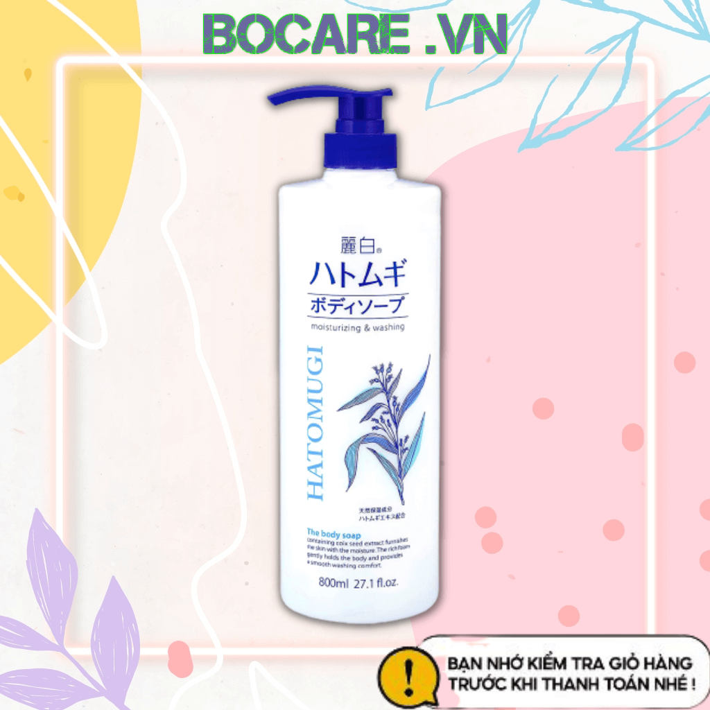Sữa tắm trắng Giữ Ẩm Hatomugi Nhật Bản 800ML