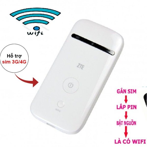 Bộ phát wifi không dây di động cầm tay phát wifi từ sim 3G/4G ZTE MF65 - zte mf65 siêu bền - hàng nhập khẩu - chạy bằng pin - kết nối trên 10 thiết bị  - chuyên sài trên oto