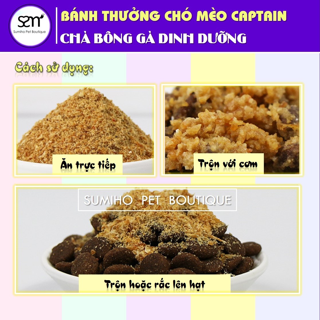 Chà bông gà cho chó mèo Captain (dùng để trộn cơm và hạt)