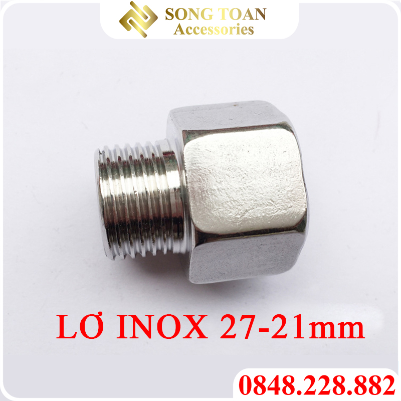 Lơ inox, Nối ren inox 21 27, Nối ren trong ren ngoài inox, đầu chuyển ren 27 21 inox
