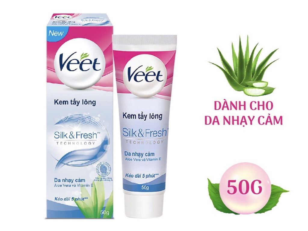 Kem tẩy lông Veet Silk & Fresh dành cho da nhạy cảm tuýp 25g/50g