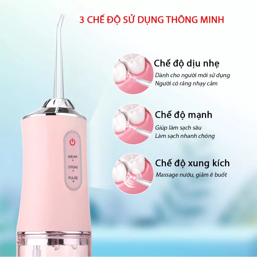Tăm Nước Vệ Sinh Răng Miệng Máy Xịt Răng 3 Chế Độ Phun Rửa Sạch Răng -  ( Bảo Hành 12 tháng Lỗi 1 đổi 1 )
