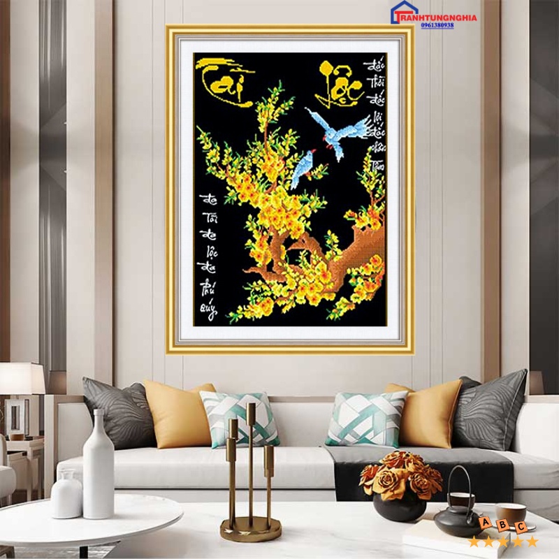 Tranh đính đá tài lộc 55cm x 75cm