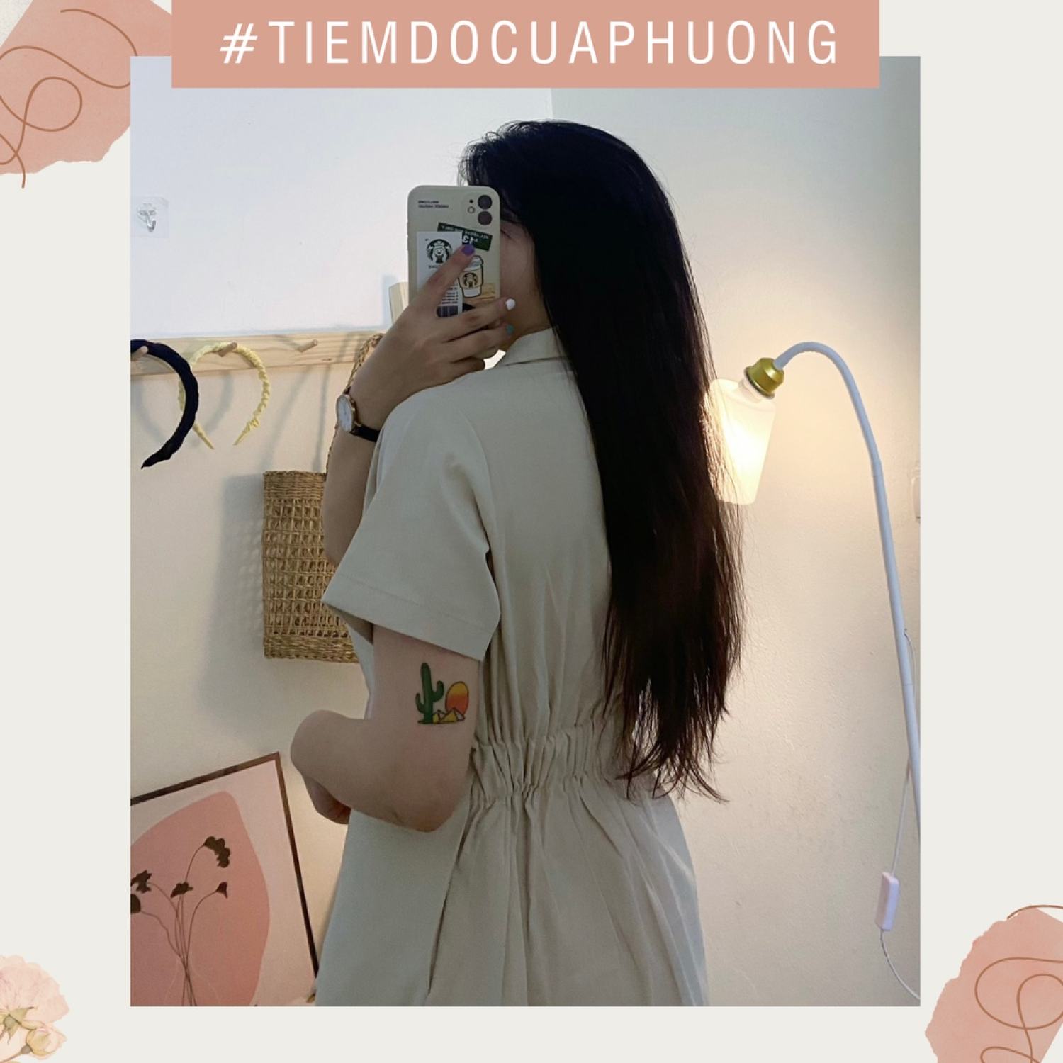 Váy/đầm sơ mi dáng suông chất kaki mềm có chun lưng