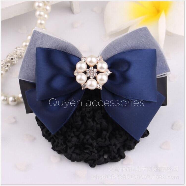 [Ảnh thật] Quà tặng đối tác/ Handmade/ Kẹp búi tóc công sở/ KẸP NƠ LỤA ĐÍNH ĐÁ