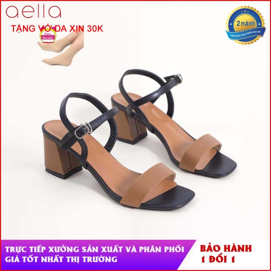 Giày sandal nữ cao gót quai ngang gót 5cm AELLA244 - Dáng công xinh công sở, mềm mại - Giày xăng đan cao gót nữ giá rẻ