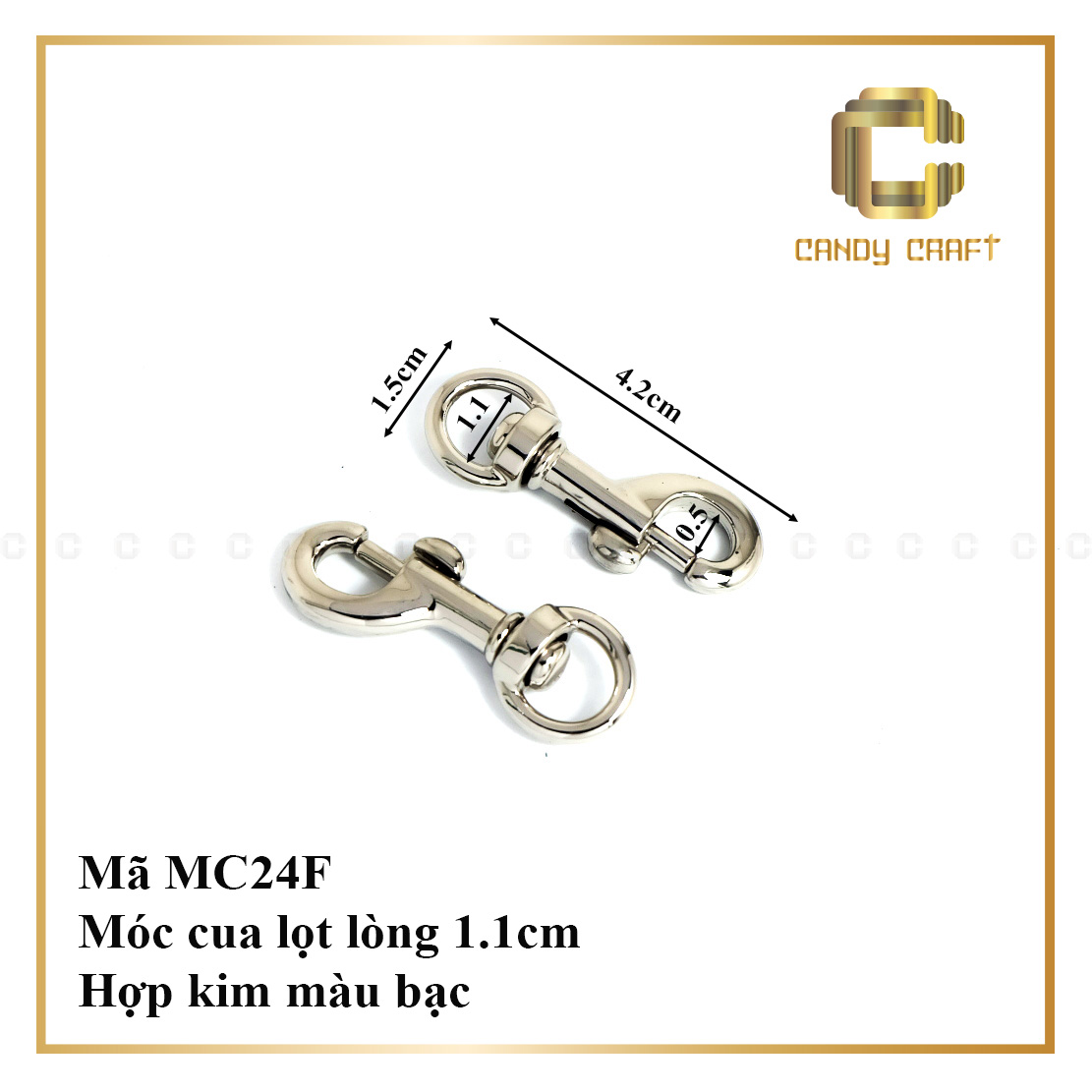 Móc cua màu bạc - phụ kiện làm túi xách