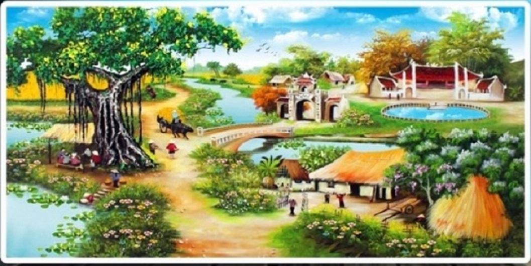 Tranh đính đá đầu làng - lv199