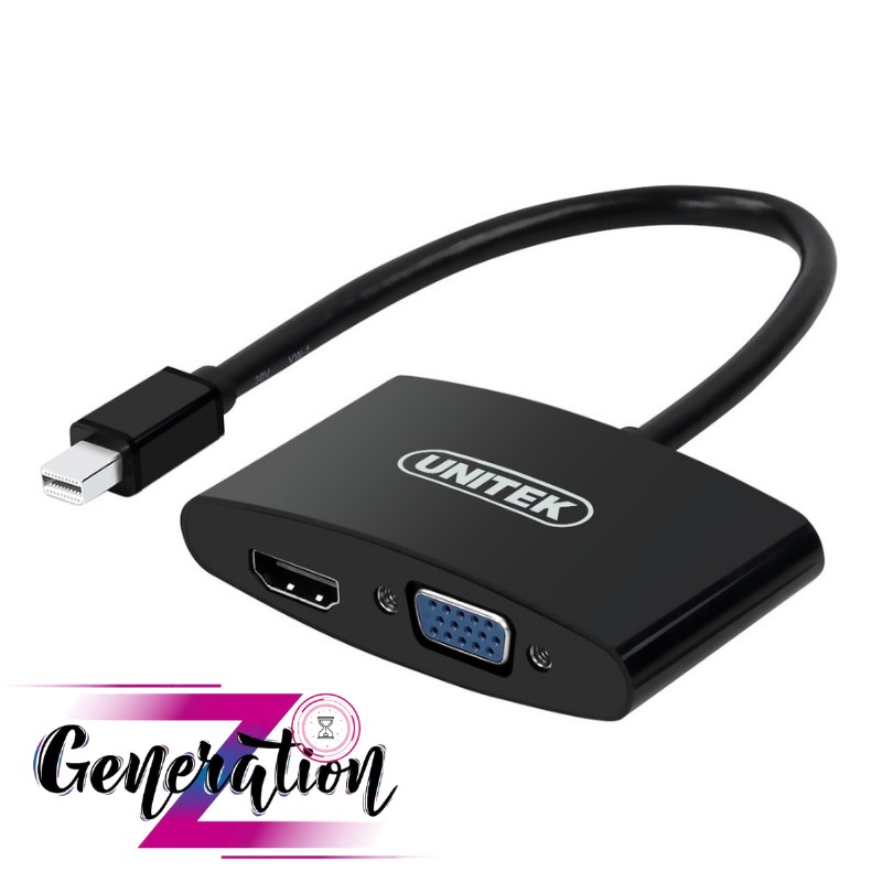 Cáp chuyển minidisplay port/thunderbolt sang hdmi và vga chính hãng unitek y-6328bk