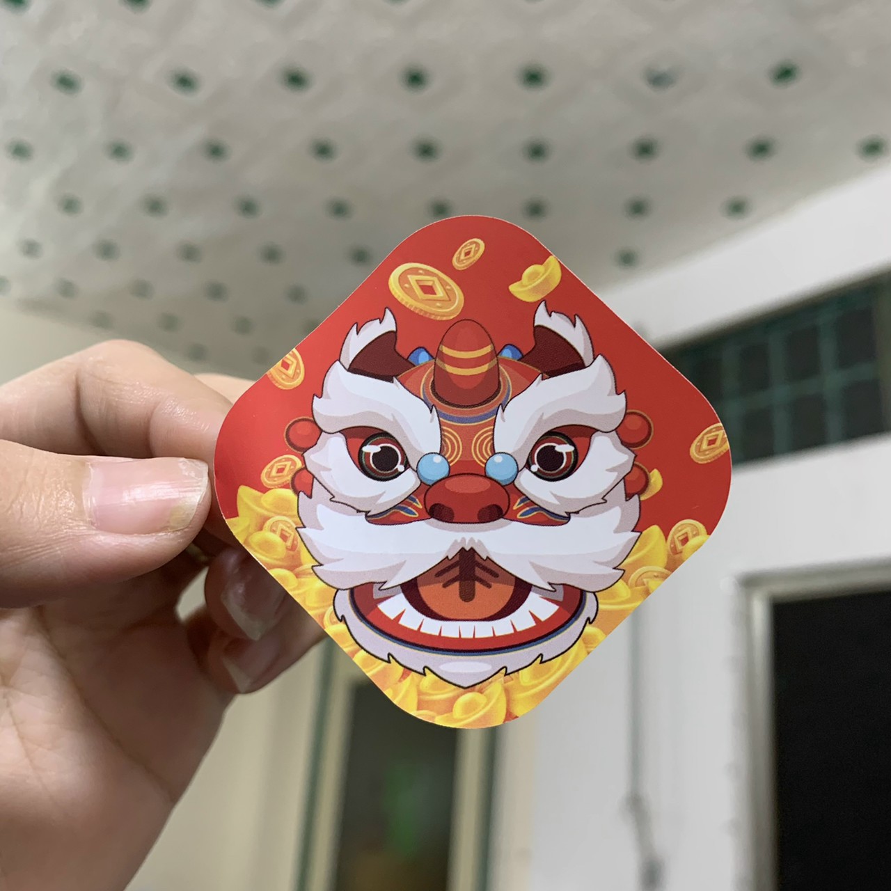 100 Tem dán, Nhãn dán Tết  - Thoi 6cm - vuông 5cm