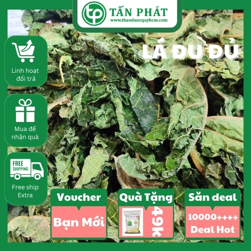 [Túi lớn loại 1kg]Lá đu đủ sấy khô - Hàng công ty chất lượng cao - Hỗ trợ cải thiện sức khỏe làn da của bạn - Thảo Dược Tấn Phát