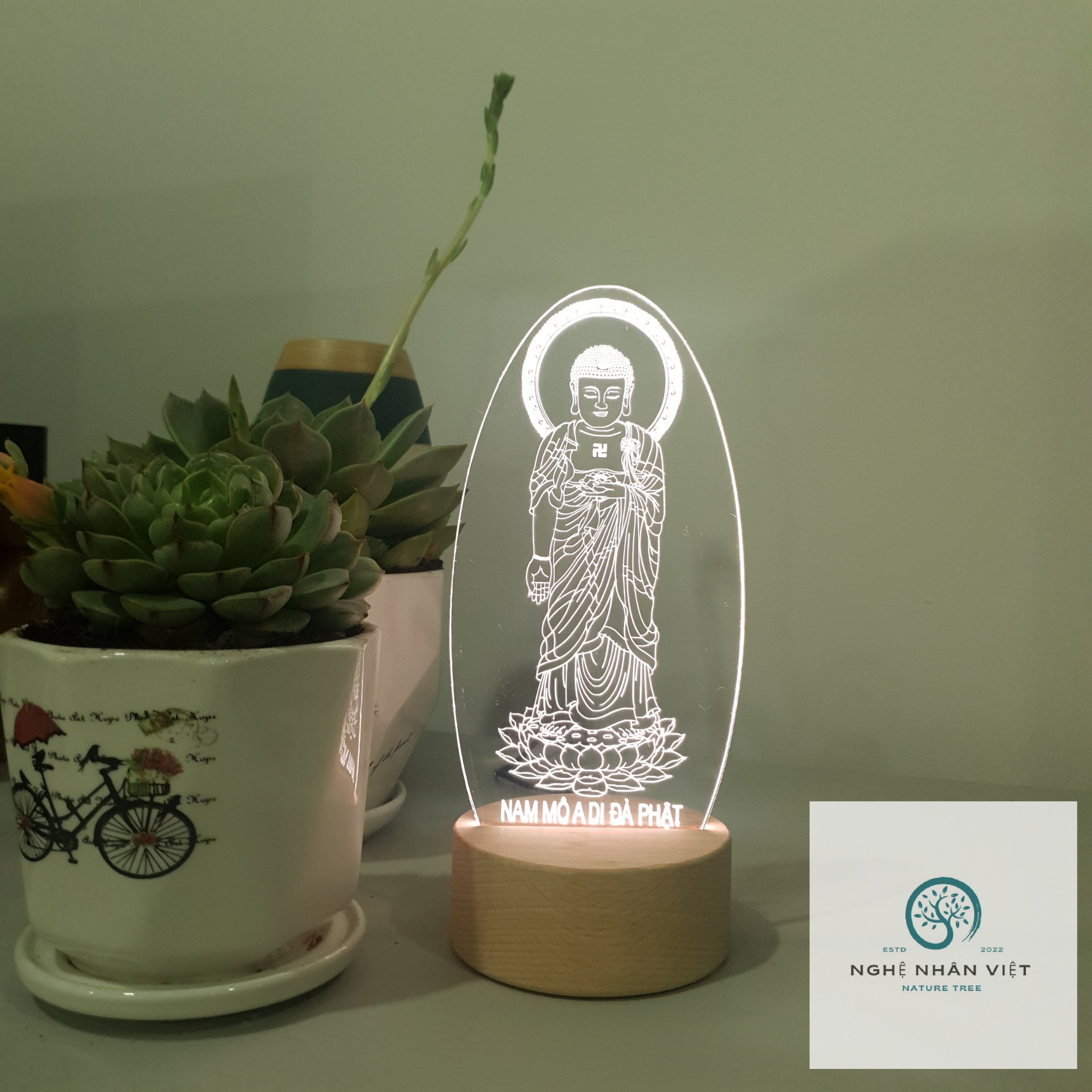 Đèn 3d Phật A Di Đà Đứng