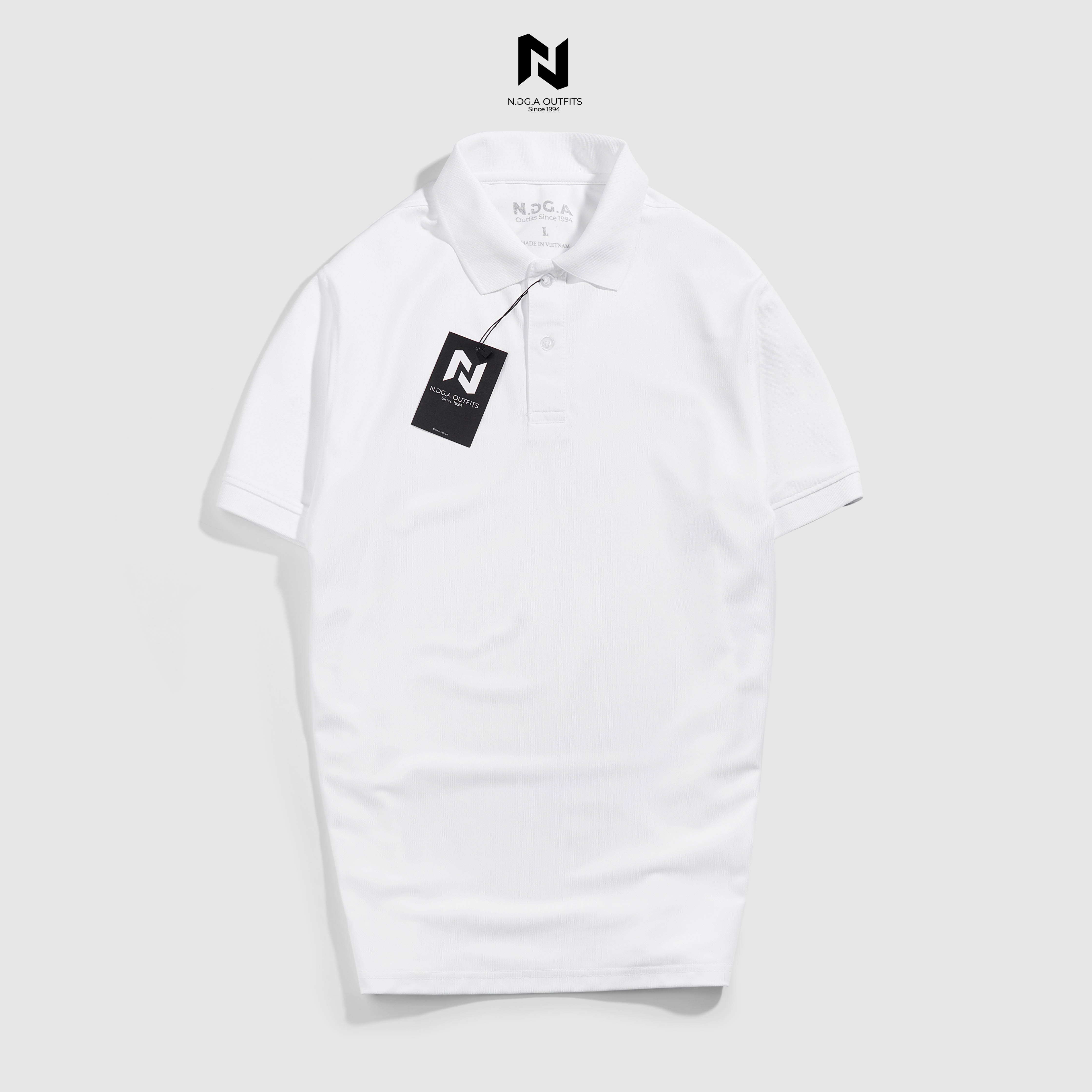 Áo polo nam n.gg.a chất cotton - trắng