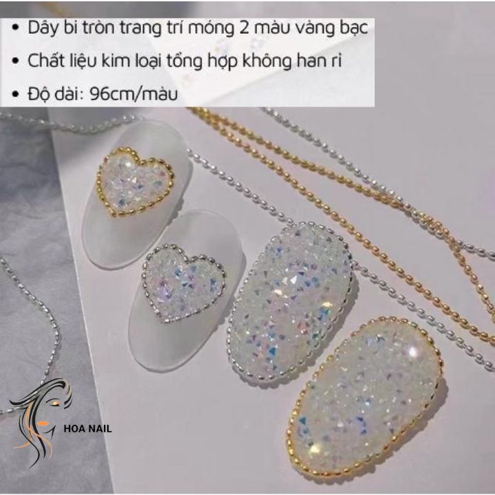 Dây bi nail tròn đính móng , dài 1met