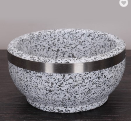 Thố đá- Tô đá- Bát đá Hàn Quốc có viền- 16cm (kèm đế)