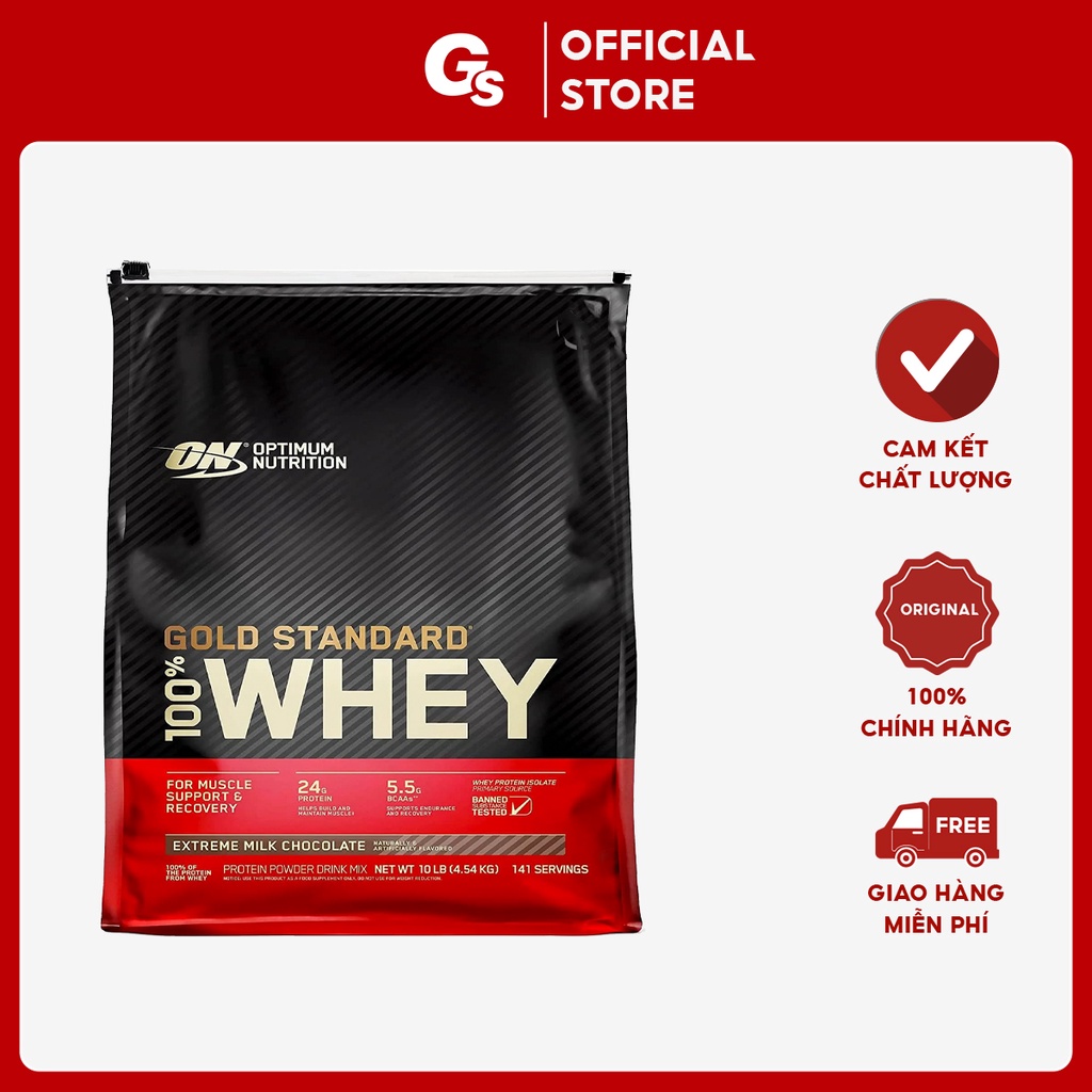 Sữa Tăng Cơ Whey Protein On Gold Standard 100% Whey 10Lbs, 144 Servings