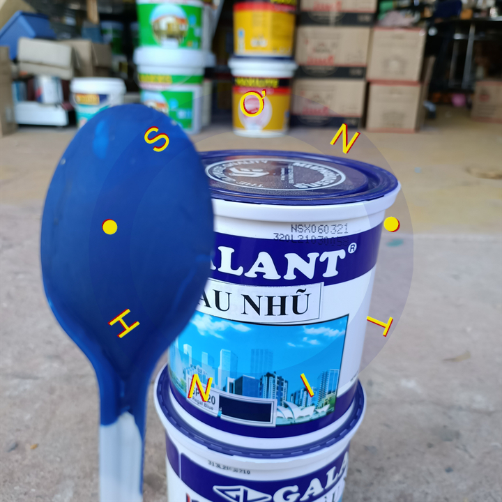 [Sơn chậu] Ve màu SƠN NƯỚC MÀU xanh dương Galant 800ml, sơn phào chỉ tượng thạch cao bê tông