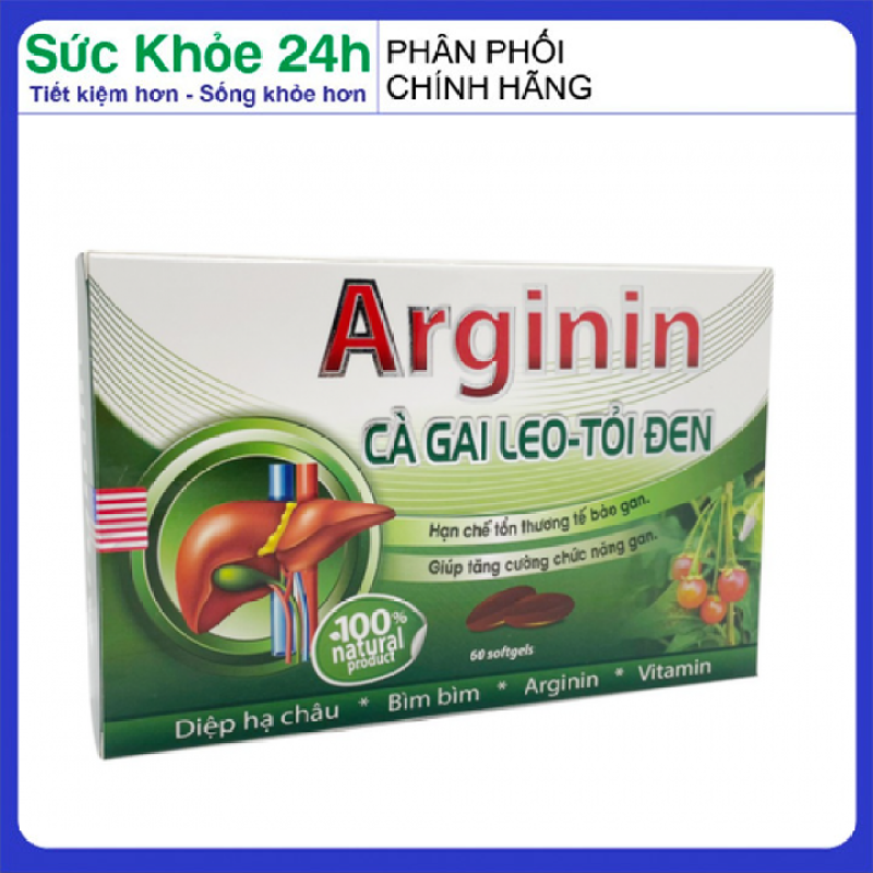 Viên uống Arginine cà gai leo xạ đen tăng cường chức năng gan, giải độc gan, thanh lọc cơ thể - Hộp 60 viên