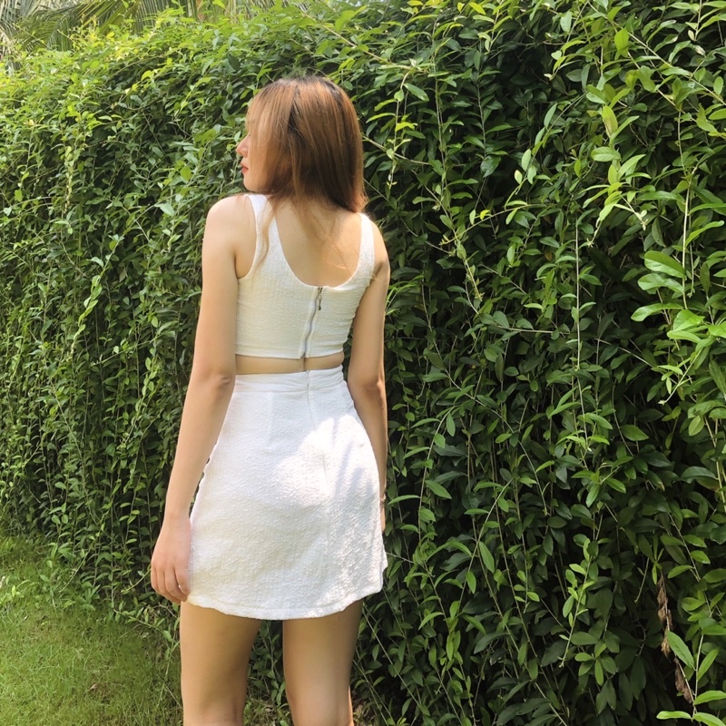 Set croptop corset thắt nơ + chân váy A (có tách lẻ) [Shi.Lingerie]