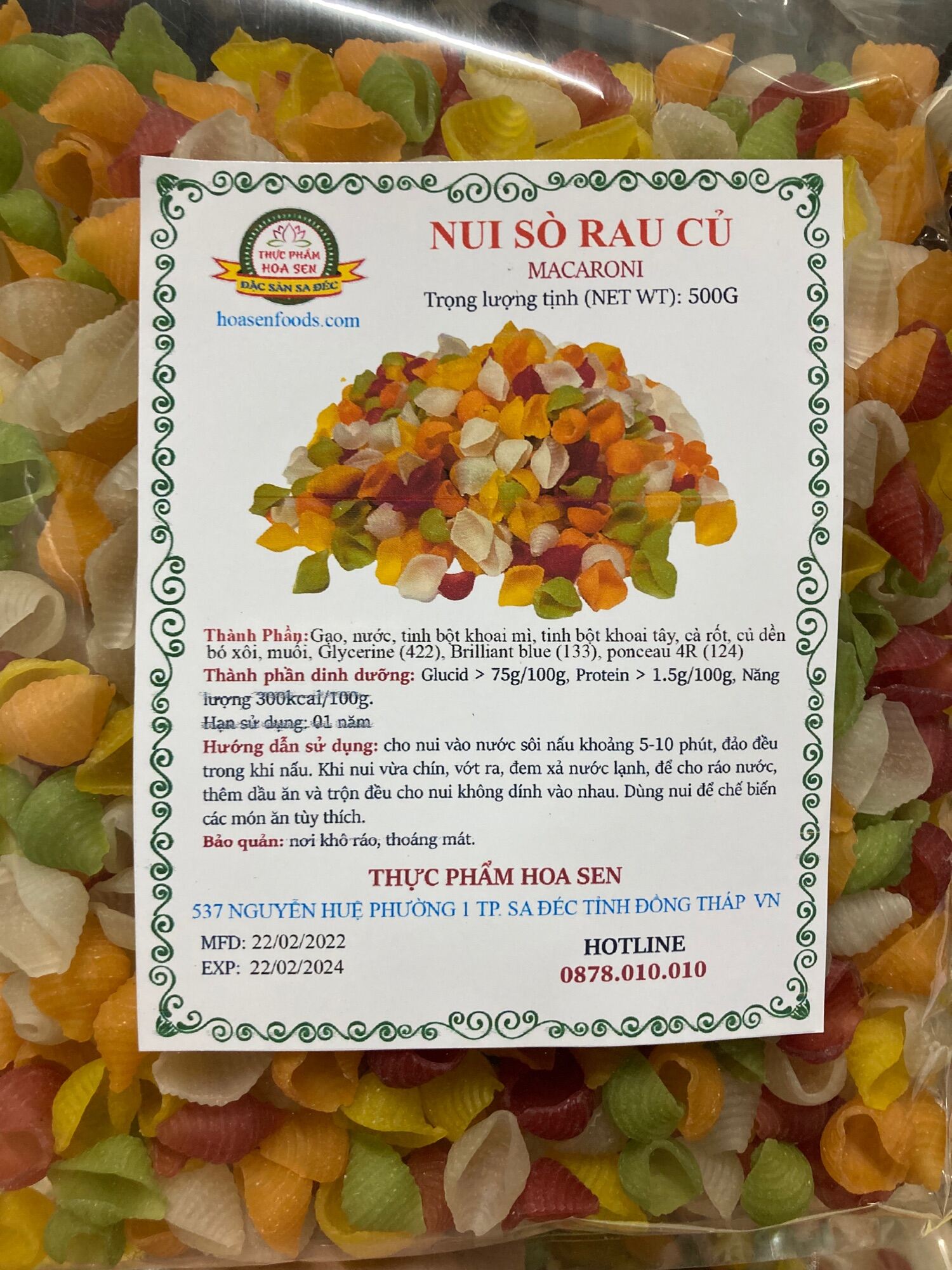 Nui Sò Rau Củ Gói 500G