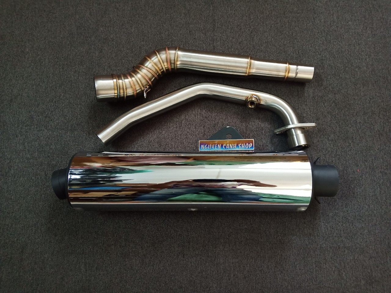 pô sonic gắn winner 150 V1 cổ hai khúc