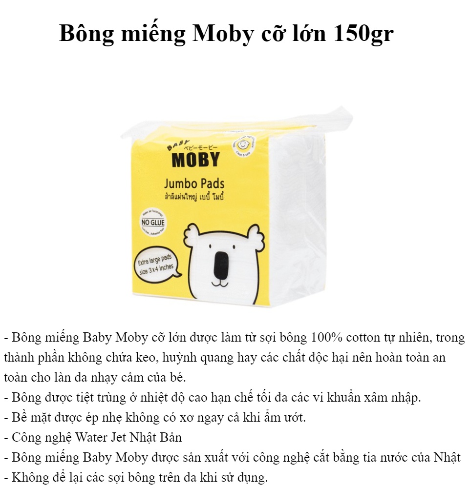 Bông miếng cho trẻ Moby cỡ lớn 150gr