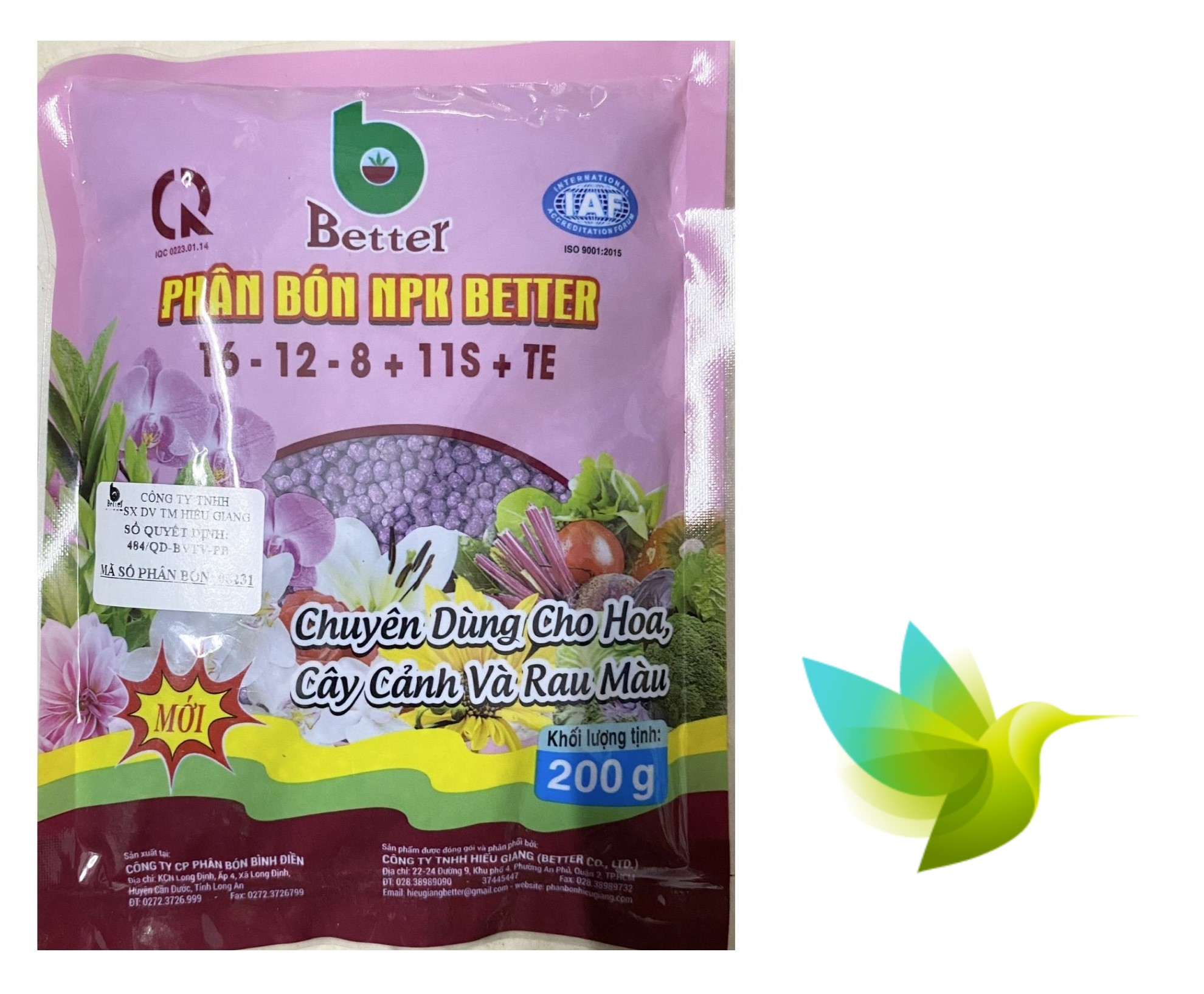 Phân bón npk cao cấp better tím 16-12-8-11 + te - #122a# 200g