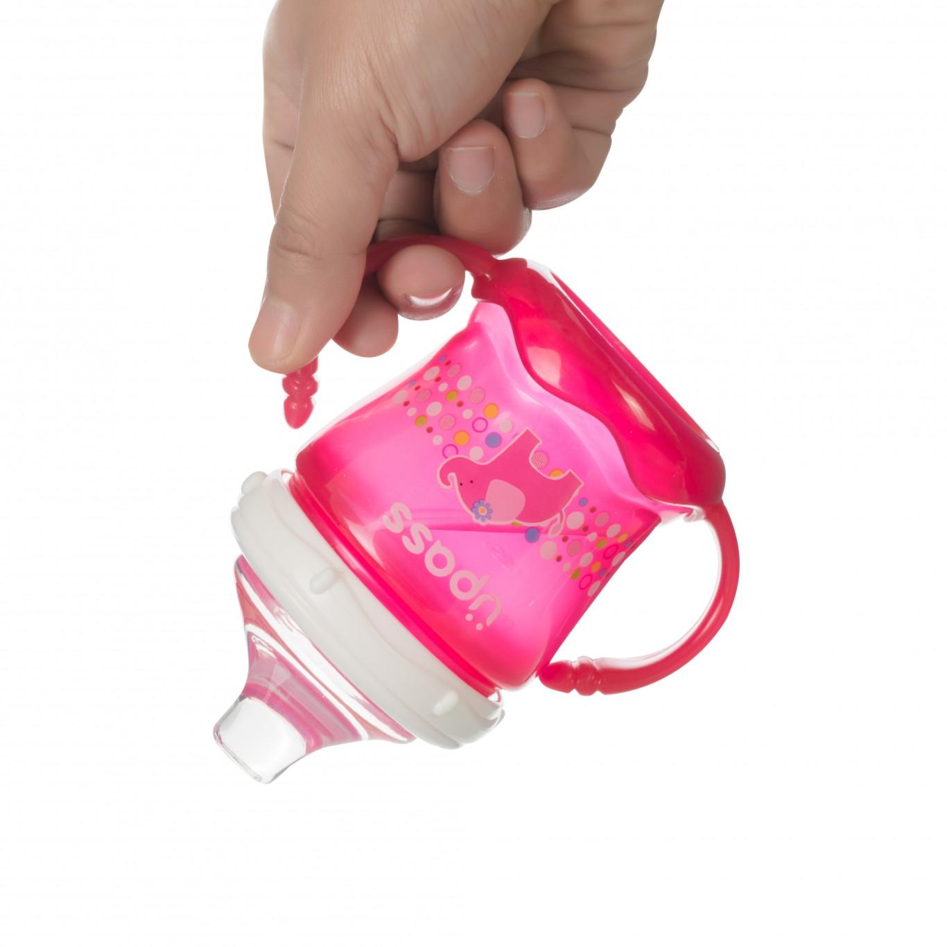 Bình Tập Uống Núm Hút Mềm 180ml UPASS - Thái Lan UP0180X  (màu hồng, màu xanh)