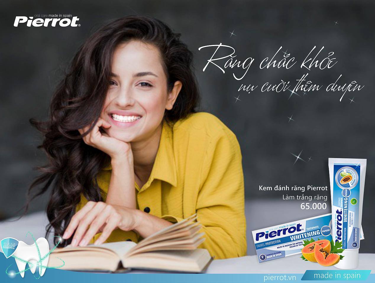 [ Mua 2 tặng 1 bàn chải pierrot ] Kem đánh răng Pierrot làm trắng răng 75ML