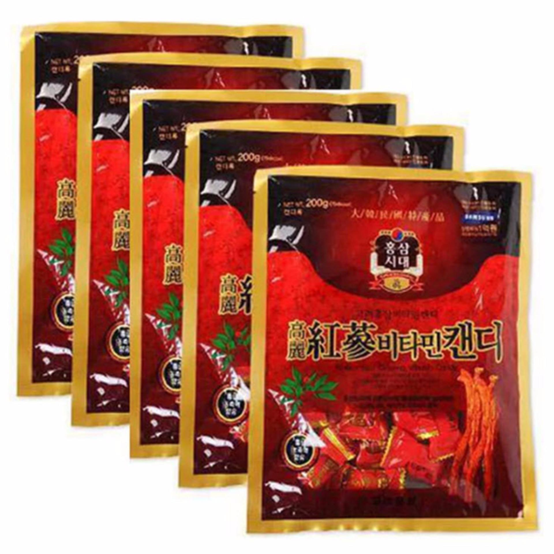HCMCombo 5 Gói Kẹo Sâm Đỏ Hàn Quốc túi 200g