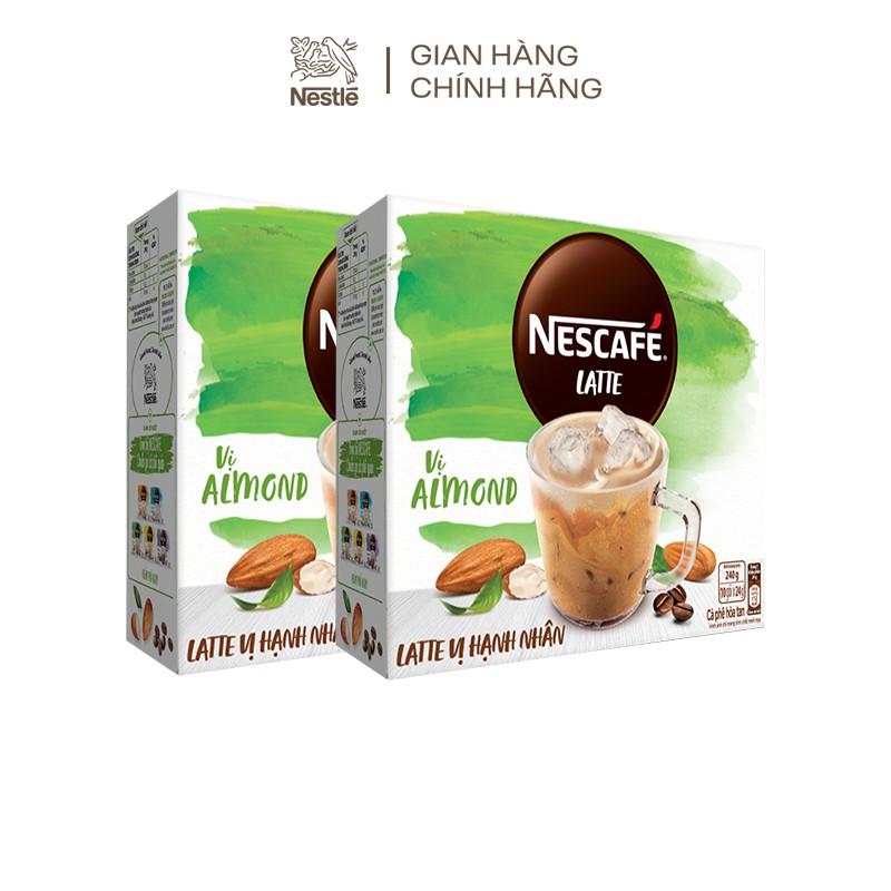(HẠNH NHÂN) Date Cà phê sữa hạt NESCAFÉ Latte vị Hạnh Nhân BAO BÌ MỚI (10 gói x 24g)