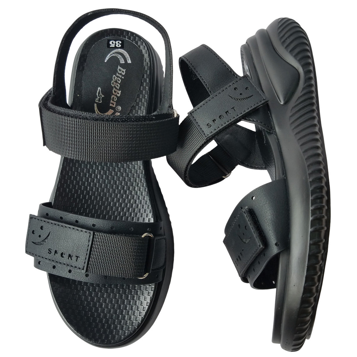 Giày sandal nữ da bò thật BIGBEN cao 4,5cm SDN85