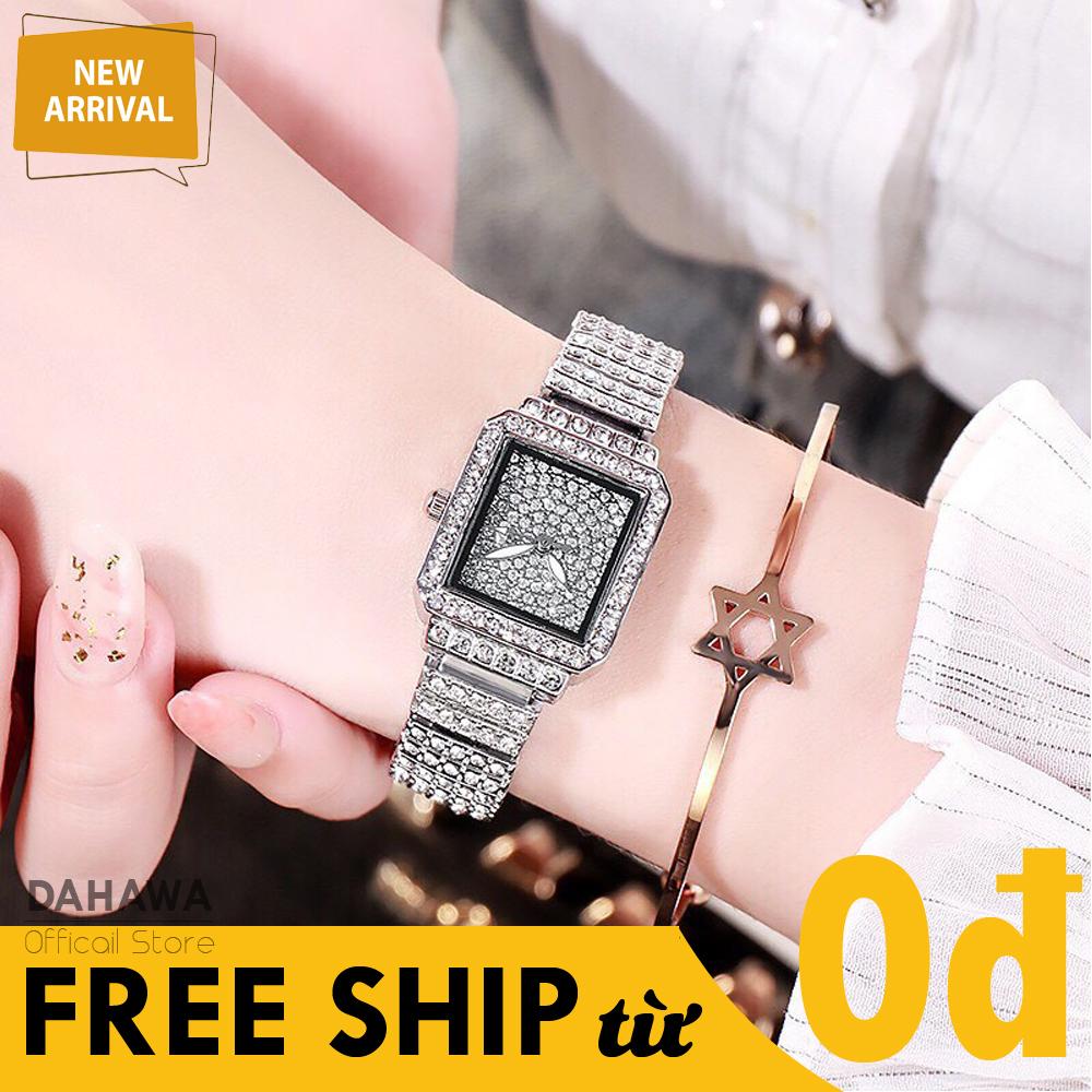 Đồng Hồ Thời Trang Nữ DZG D56, Mặt Hình Chữ Nhật Chạy 3 Kim, Mặt Và Dây Đính Đá Cao Cấp, Sang Trọng, Nổi Bật, Phong Cách Hàn Quốc, 3 Màu Lựa Chọn (Bảo Hành 6 Tháng)