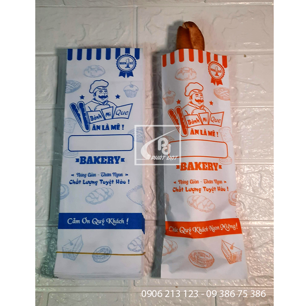 Túi giấy bánh mì que ( banhmique ) in sẵn 100 cái