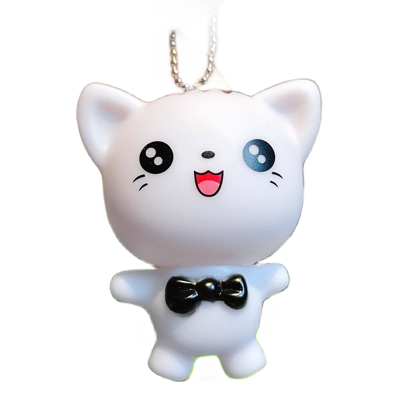 Cute keychain - Black bow white cat