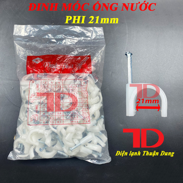 Móc ống nước, dây điện phi 21 Điện Lạnh Thuận Dung