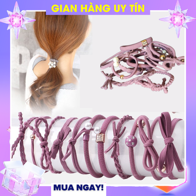 1 Bộ 12 thun cột tóc nữ xinh